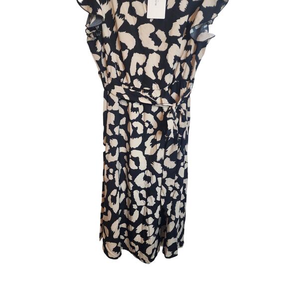 BloomChic Leopard Print Notch Neck Ruffle Cap Sleeve Belted Dress, NWT, Large - Picture 3 of 6